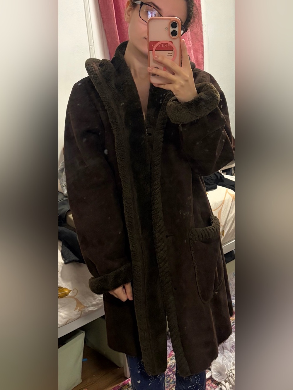 St. John's Bay Dark Brown Faux Shearling Pea Coat